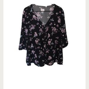 A:glow maternity blouse flowers black purple